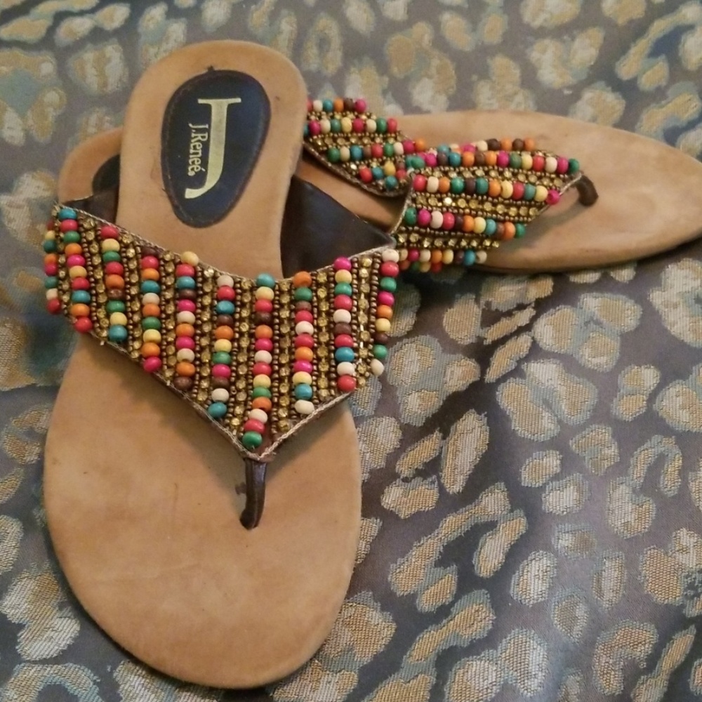 3/$50 J. Renee Beaded Flip Flop Sandal Sz 6
